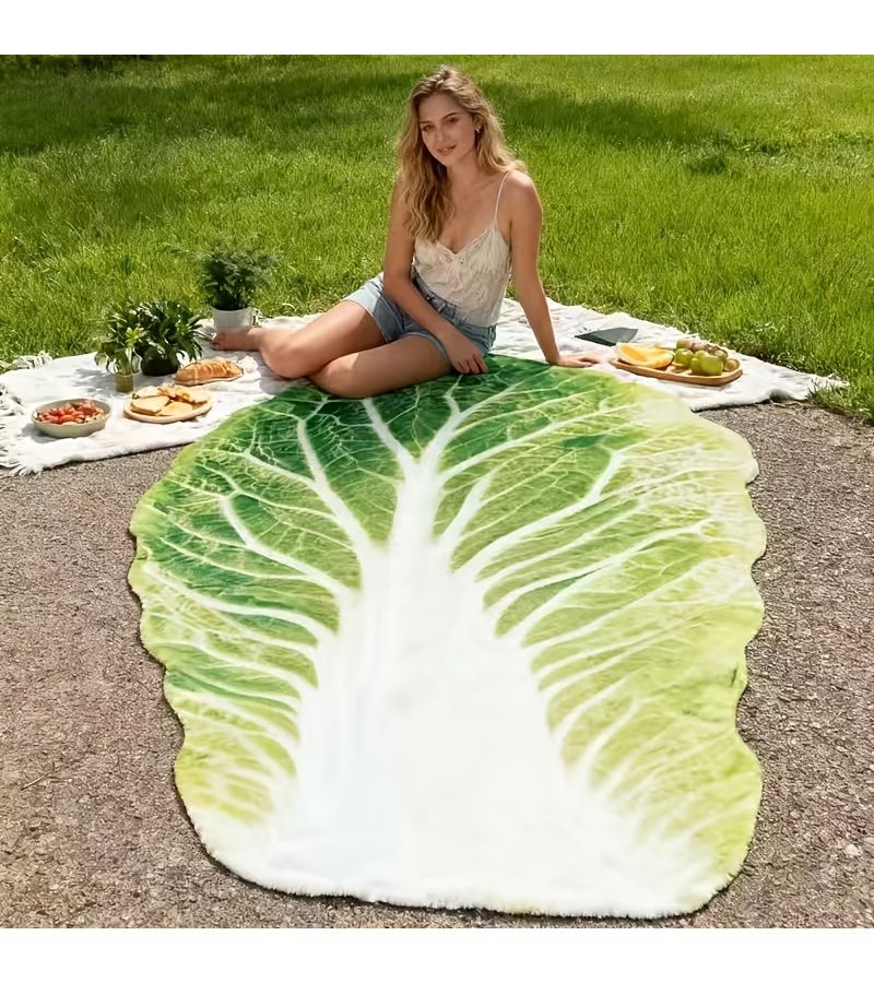 Soft Cabbage Novelty Blanket 59.06x78.74 Inch Cozy Shawl for Camping Travel and Home Decor Machine Washable Suitable for Year Round Use Fun Gift - Image 3