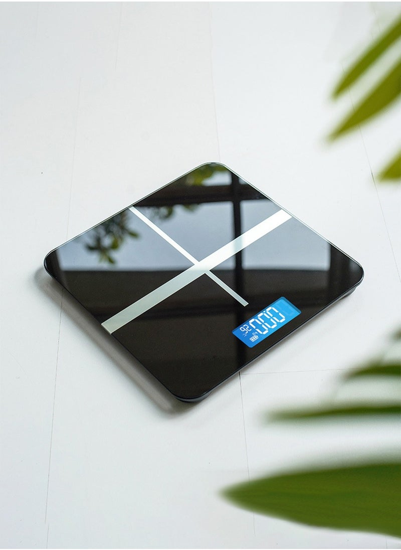 MileMelo Digital Bathroom Weighing Scale with LCD Panel & Thick Tempered Glass, Electronic Weight Machine for Human Body 180kg Black/Silver  - Image 2