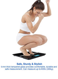 MileMelo Digital Bathroom Weighing Scale with LCD Panel & Thick Tempered Glass, Electronic Weight Machine for Human Body 180kg Black/Silver  - Image 4