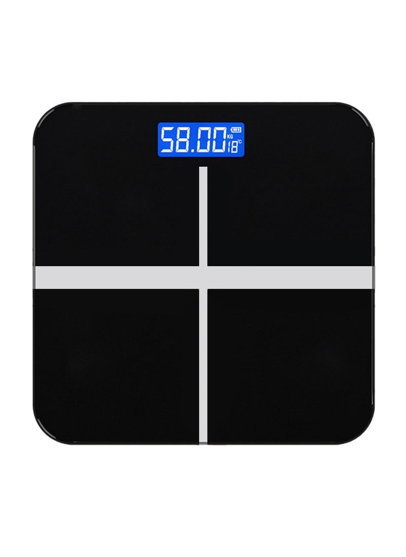 MileMelo Digital Bathroom Weighing Scale with LCD Panel & Thick Tempered Glass, Electronic Weight Machine for Human Body 180kg Black/Silver  - Image 1