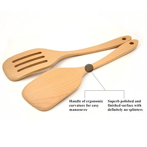 Bamber Wooden Wok Spatula Set Wood Turner for Non Stick Cookware, Pack of 2 - Image 5