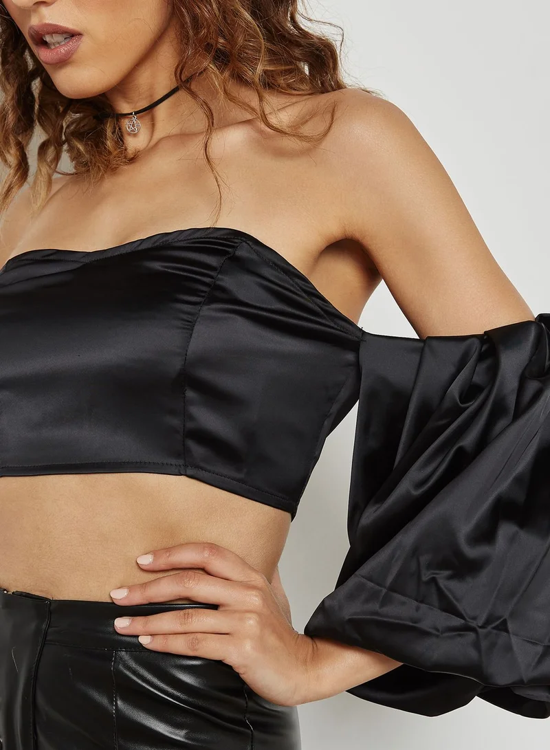 Missguided Satin Puffball Top