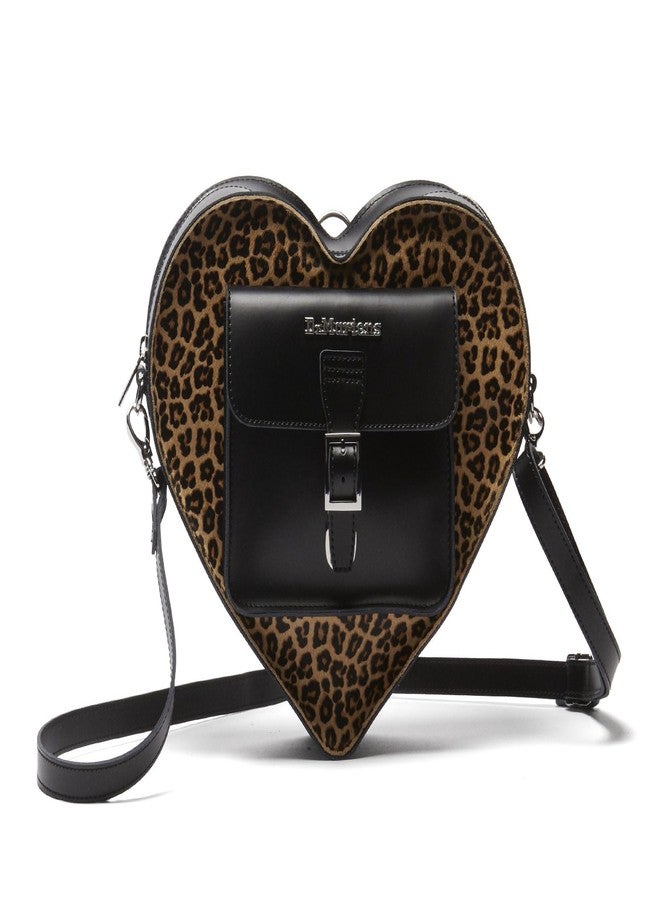 Dr. Martens Leather Heart Shaped Backpack, Black Kiev+Leopard Hair-On - Image 1