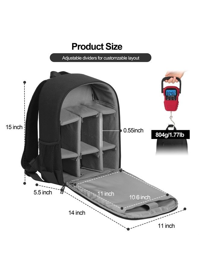 EMART Camera Backpack with Removable Padded Dividers and Rain Cover, Camera Bag for SLR DSLR Mirrorless, Waterproof Camera cases for Sony Canon Nikon, Tripod, 13" Laptop (Only Camera Backpack)  - Image 3