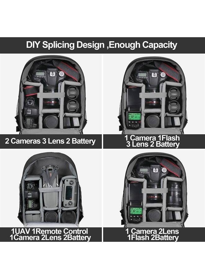 EMART Camera Backpack with Removable Padded Dividers and Rain Cover, Camera Bag for SLR DSLR Mirrorless, Waterproof Camera cases for Sony Canon Nikon, Tripod, 13" Laptop (Only Camera Backpack)  - Image 2