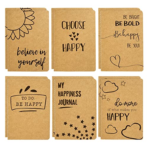 Paper Junkie Bulk Notebooks A6 Mini College-Ruled - 4 x 5.75 In, Brown Kraft, 12 Pack, 80 Pages - Portable & Lightweight Travel Journals for Kids & Party Favors for Teens - Image 1