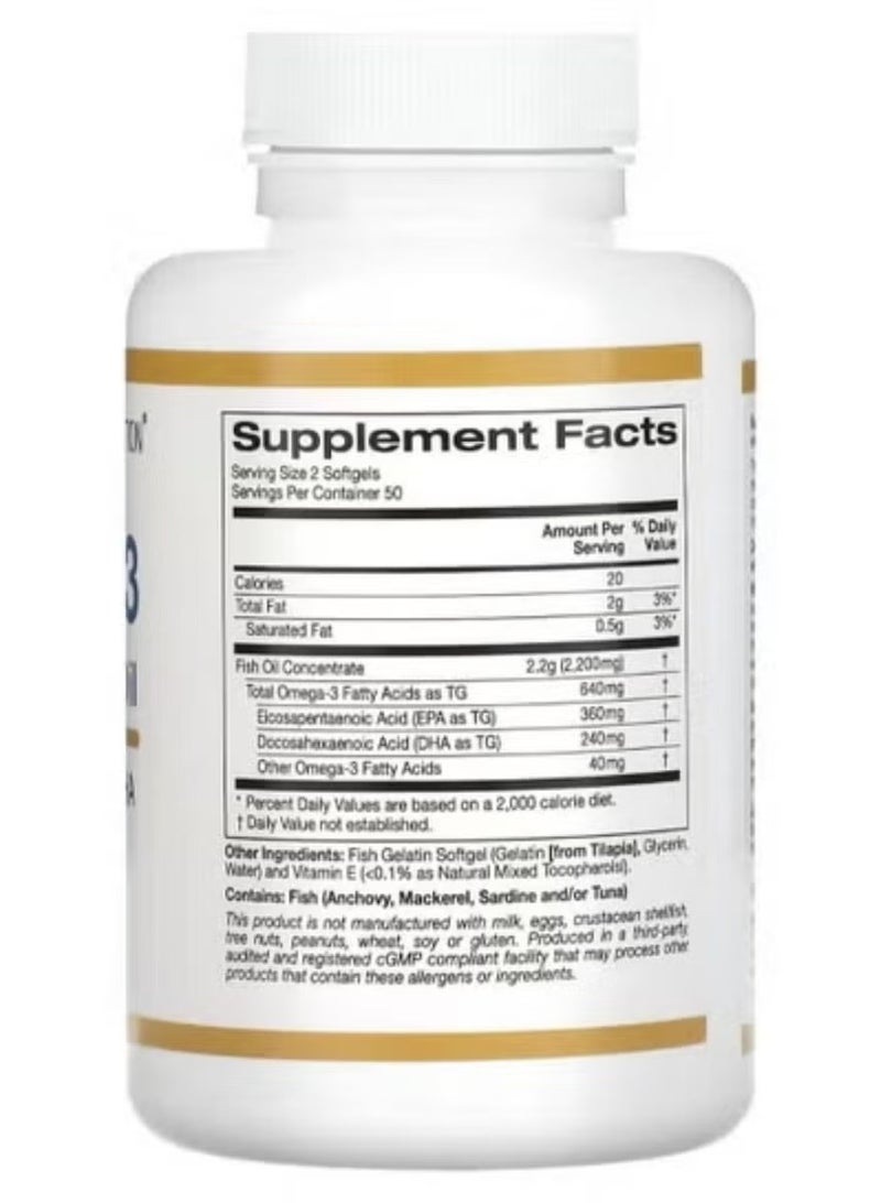 أوميغا California Gold Nutrition, زيت السمك الفاخر أوميجا 3، 100 كبسولة هلامية من جيلاتين السمك - Image 4