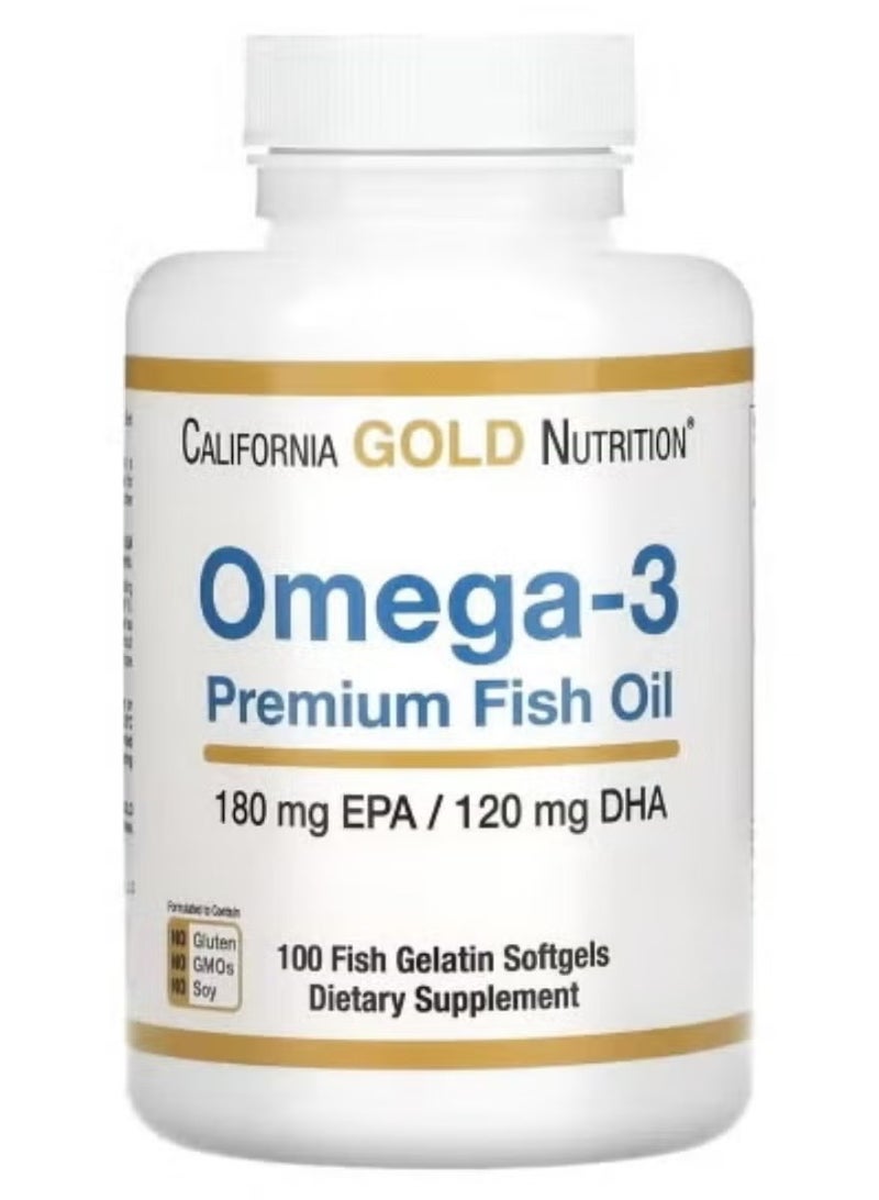 أوميغا California Gold Nutrition, زيت السمك الفاخر أوميجا 3، 100 كبسولة هلامية من جيلاتين السمك - Image 1