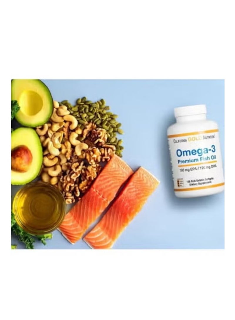 أوميغا California Gold Nutrition, زيت السمك الفاخر أوميجا 3، 100 كبسولة هلامية من جيلاتين السمك - Image 5