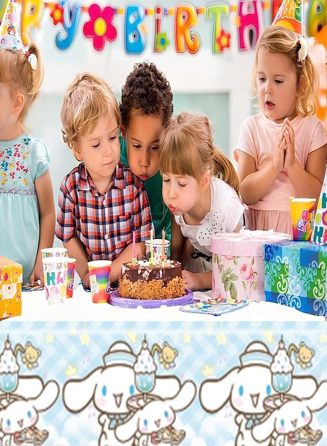 MUSNOW 2Pack Cinnamoroll Tablecloth Disposable Tablecloth Birthday Party Supplies and Decorations for Kid Boy Baby Shower Rectangle Tables 70"X42" - Image 5