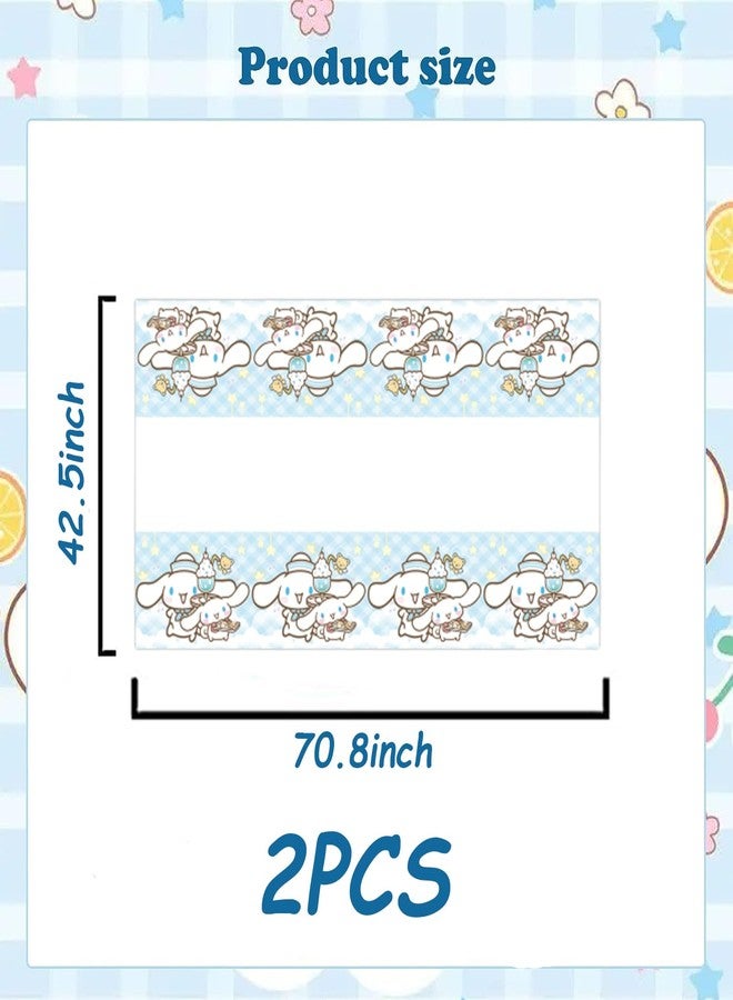 MUSNOW 2Pack Cinnamoroll Tablecloth Disposable Tablecloth Birthday Party Supplies and Decorations for Kid Boy Baby Shower Rectangle Tables 70"X42" - Image 2