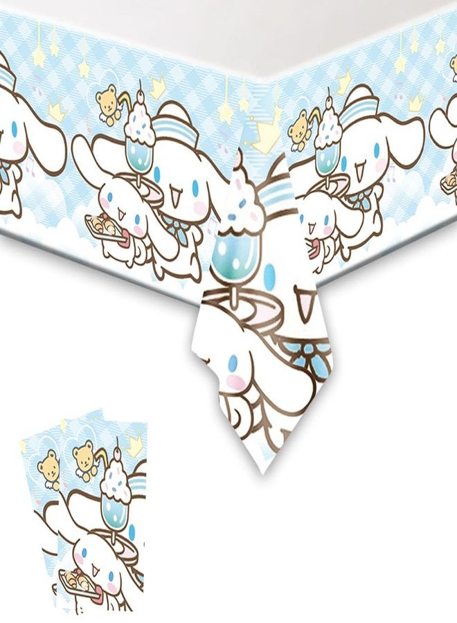 MUSNOW 2Pack Cinnamoroll Tablecloth Disposable Tablecloth Birthday Party Supplies and Decorations for Kid Boy Baby Shower Rectangle Tables 70"X42" - Image 1