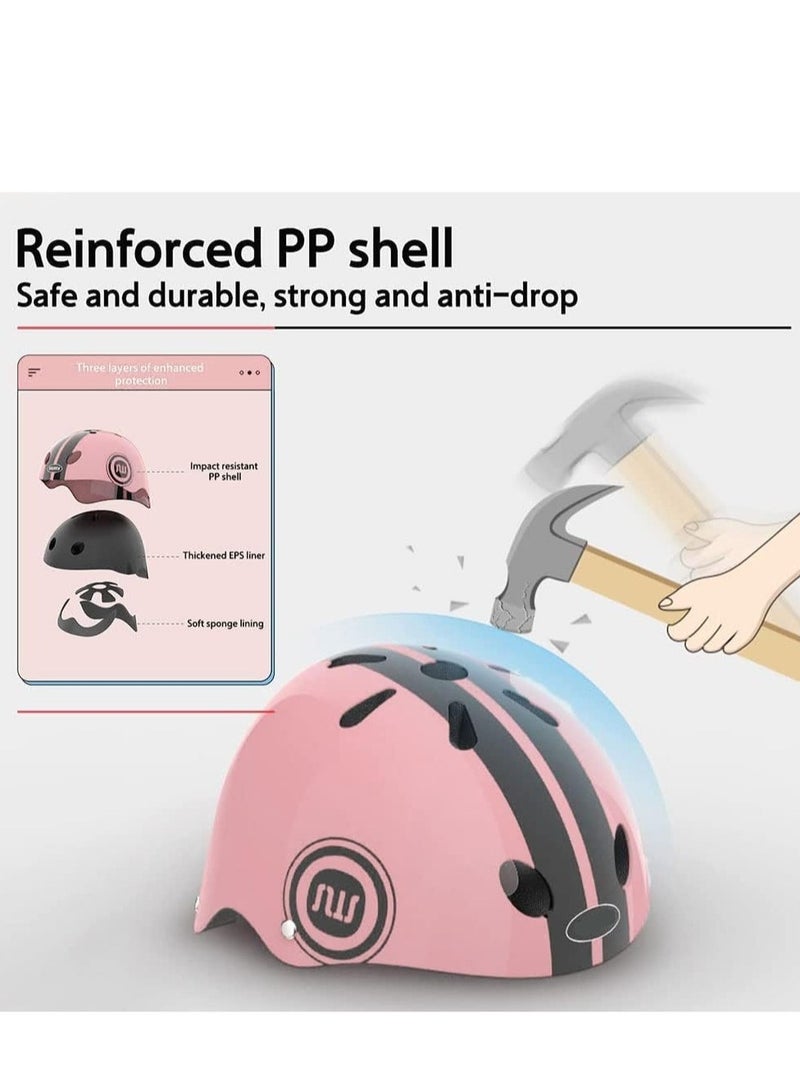 Dubkart Bike Helmet Set for Kids with Knee , Elbow & Wrist Pads(Pink) - Image 2