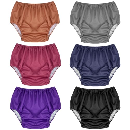 Breathffy 6 Pcs Adult Leakproof Incontinence Underwear for Women Men Pull on Cover Pant Washable Underpants Reusable Plastic Diaper Covers for Disabled, Elderly, Postpartum (Multicolored,X-Large) - Image 1