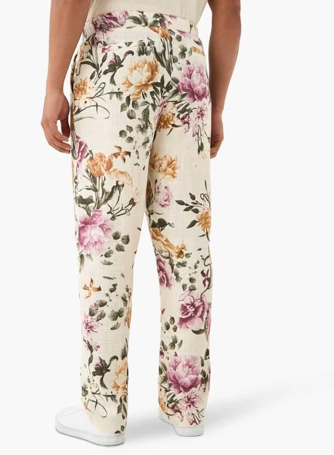 Iconic Iconic All-Over Floral Print Pants with Pockets
