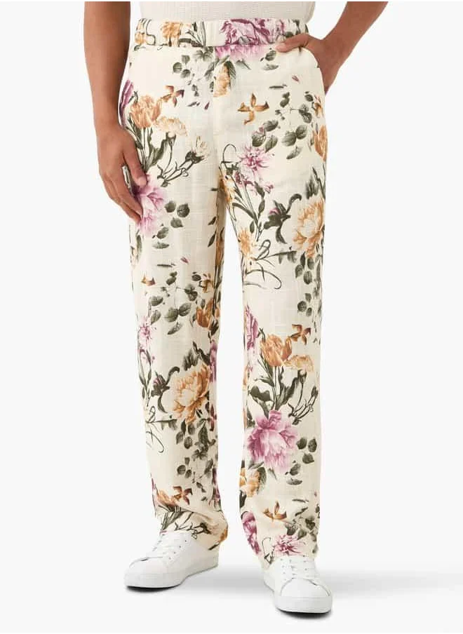 Iconic Iconic All-Over Floral Print Pants with Pockets