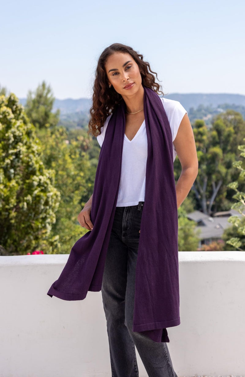 zestt Dreamsoft Travel Scarf, Wrap and Shawl, Organic Cotton, Blackberry - Image 3