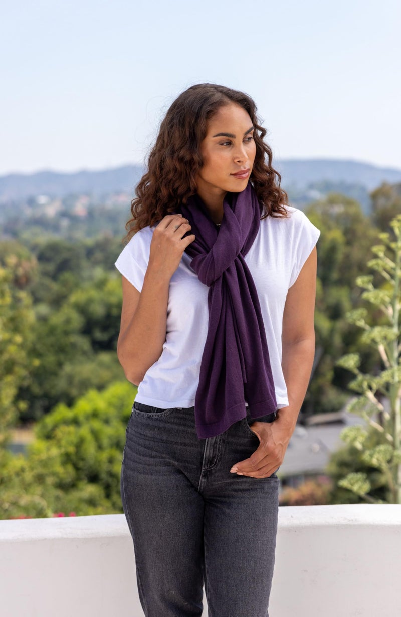 zestt Dreamsoft Travel Scarf, Wrap and Shawl, Organic Cotton, Blackberry - Image 5