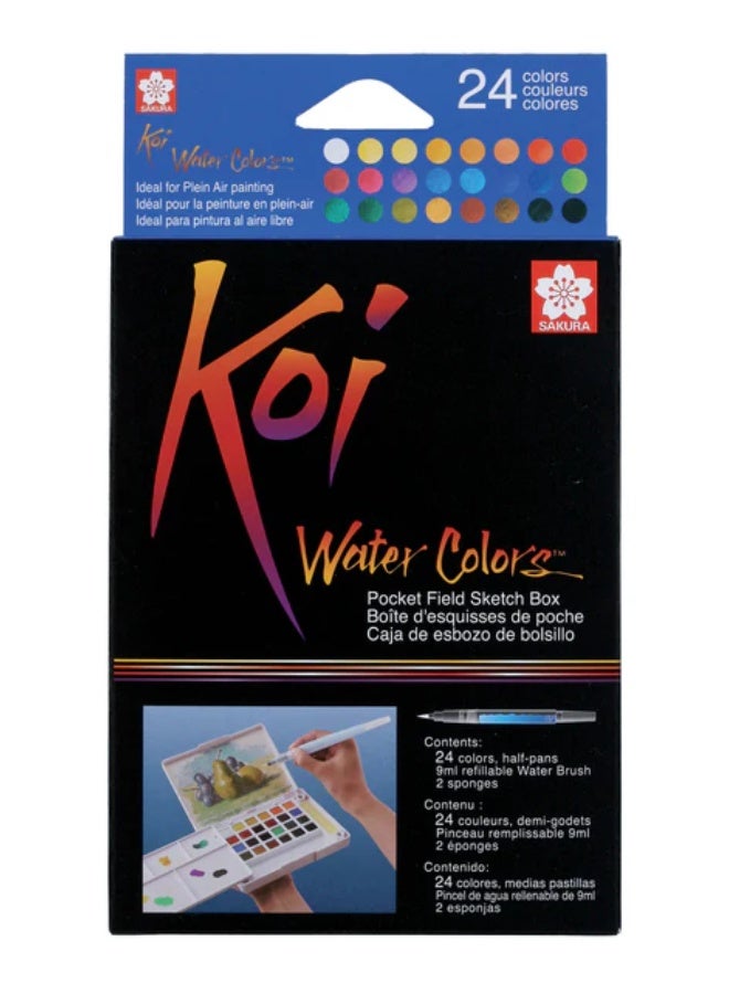 Sakura Koi Sakura-Koi Water Color Cake 24 Color With Brush Pen-XNCW24N - Image 1