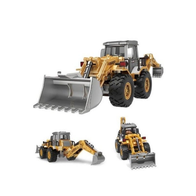 Diecast Backhoe Loader Toy, Excavator Bulldozer Car Heavy Duty Construction Vehicle Toys Digger Engineering Excavator Vehicle Gifts for - Image 1
