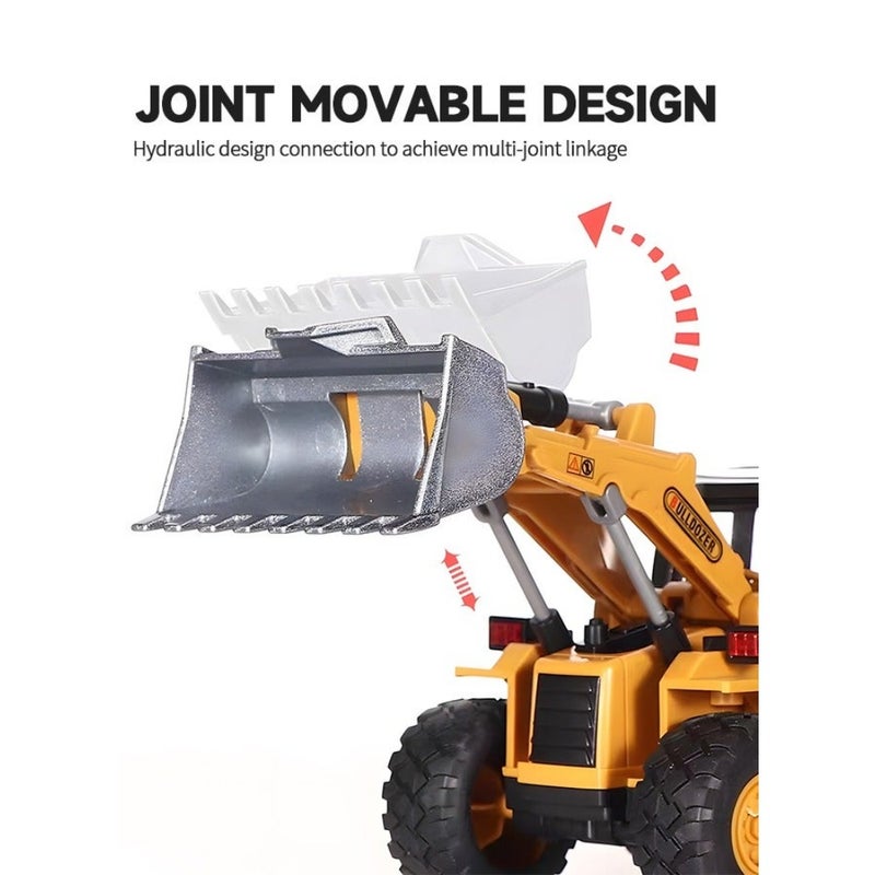 Diecast Backhoe Loader Toy, Excavator Bulldozer Car Heavy Duty Construction Vehicle Toys Digger Engineering Excavator Vehicle Gifts for - Image 3