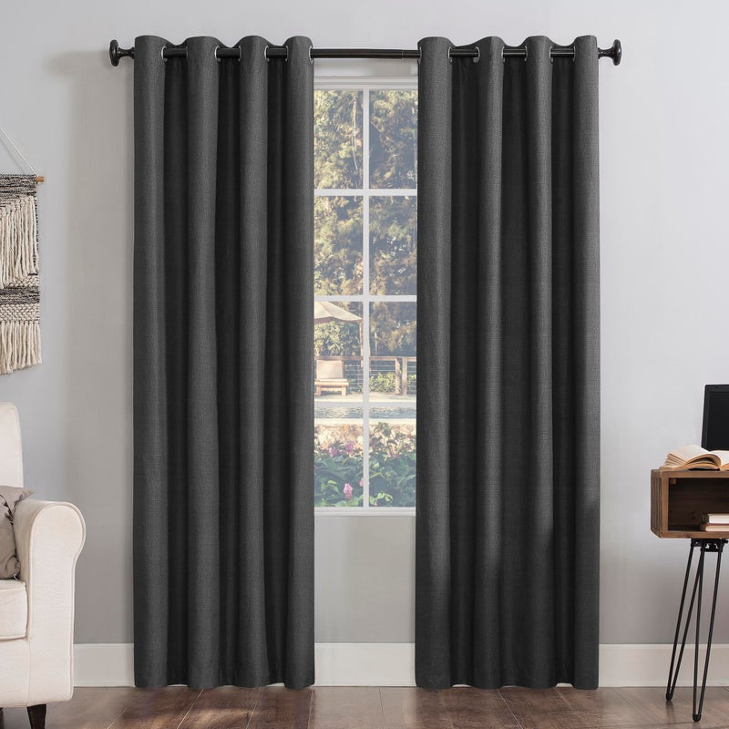 Sun Zero Columbia 2pack Thermal Energy Saving Total Blackout Grommet Curtain Panel Pair 50 x 63 Charcoal Gray