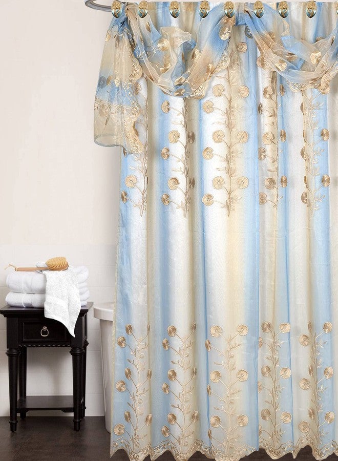 Popular Bath 961669 Ombre Rose, Shower Curtain Sheer LACE, Blue - Image 2