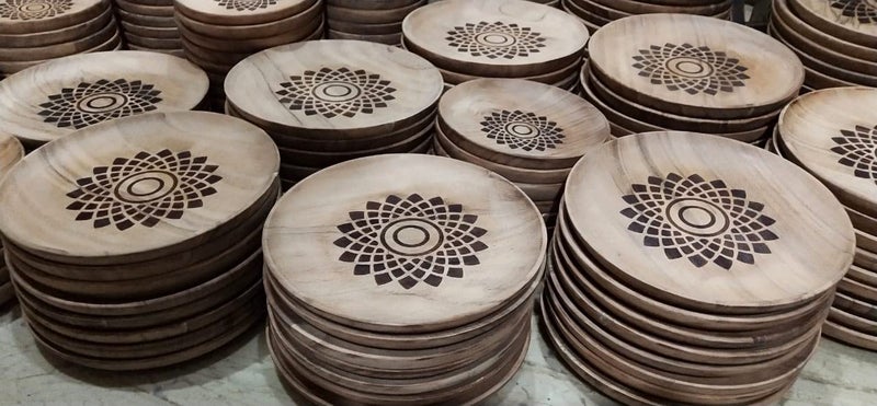Masterarts Master Arts Wooden Plates, Snacks Plates, Dry Fruit Serving Plate, Dinner Plate, Platter Serve Tray, Round Tray for Serving Snacks ( Size 5 & 7 Inches ) Acacia Wood - Image 5