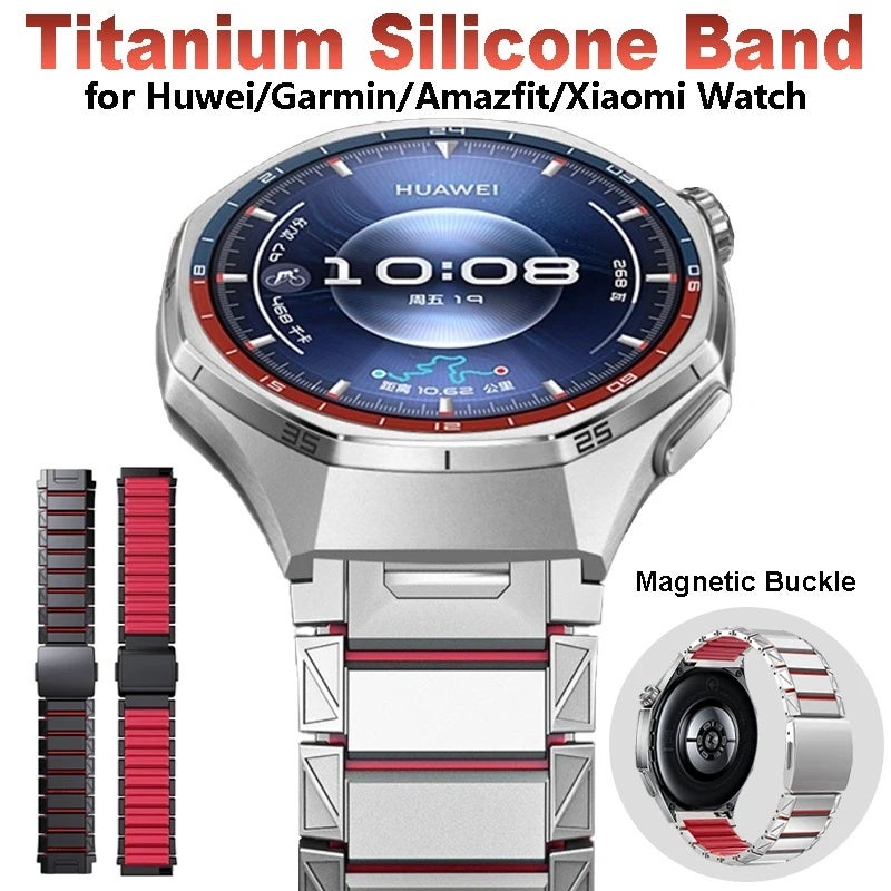 ioovooi 22mm Titanium Silicone Strap for Huawei Watch GT6 Pro GT5 Pro 46mm 4/4Pro Magnetic Band For Huawei Watch GT6/GT5/GT4/GT3/GT 46mm - Image 1