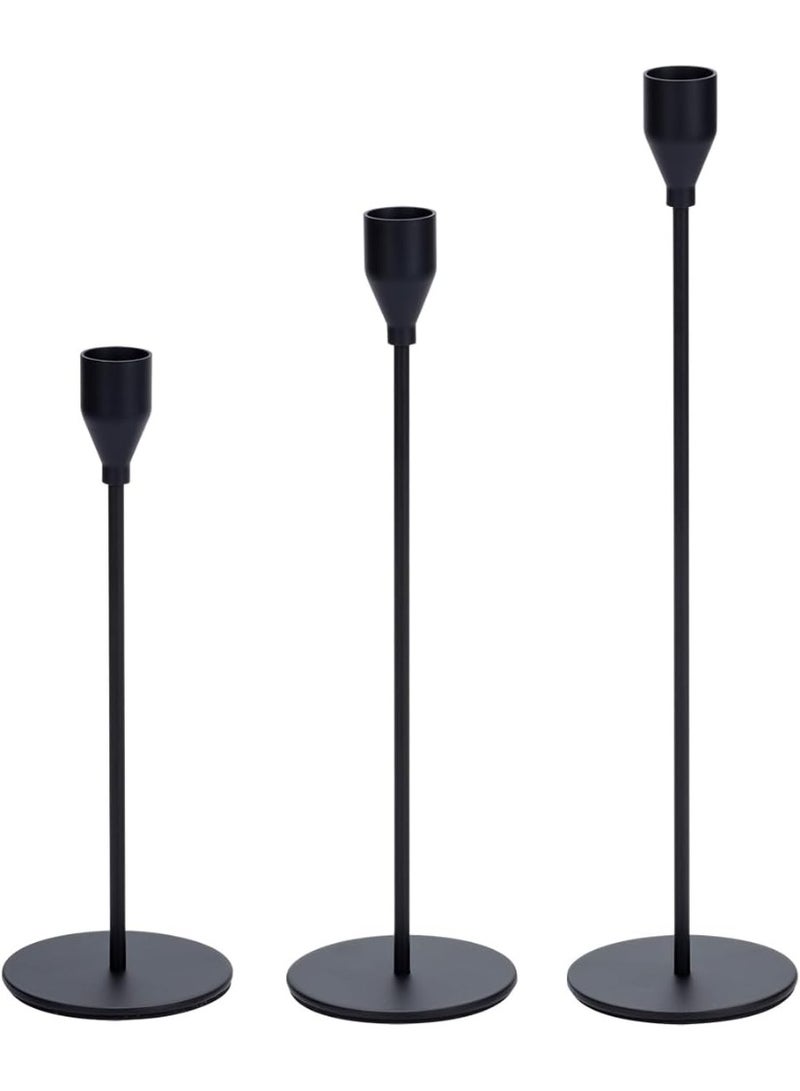 Matte black metal candle holders – elegant 3-piece set for home and event decoration - Image 3