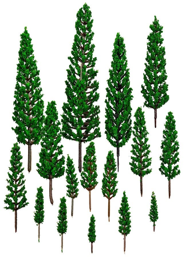 BLLREMIPSUR ''N/A'' 16pcs Model Pine Trees, Railroad Green Scenery Cedar Tree, Mixed Size Mini Landscape Tree(1.4-6.3in), for Woodland Scenics, Architecture, Fairy Garden Decor - Image 1
