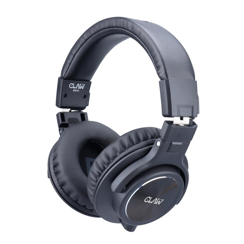 CLAW SM70 Studio Monitoring DJ Headphones, Wired Foldable Over-Ear with 40mm Neodymium Drivers, 4m Coiled Cable, 3.5mm to 6.35mm Adapter & Carrying Pouch – Ideal for Mixing & Recording| Black - Image 1