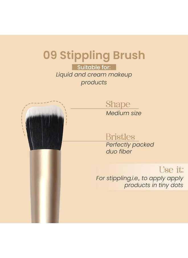 Milagro Beauty - Stippling Brush 09, Natural Airbrushed Makeup Finish | Dual Vegan Bristles | Flat Surfaced Brush | Streakfree Blending Of Liquid Or Cream Foundation/Blush/Bb Cream - Image 1