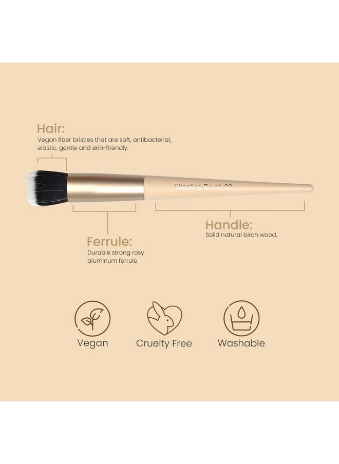 Milagro Beauty - Stippling Brush 09, Natural Airbrushed Makeup Finish | Dual Vegan Bristles | Flat Surfaced Brush | Streakfree Blending Of Liquid Or Cream Foundation/Blush/Bb Cream - Image 1