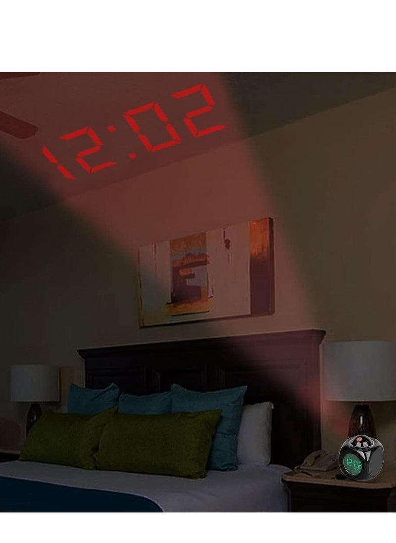 Generic - Digital Projection Clock Silent LED Alarm Clock Ceiling Projection Clock Voice Control Display Time Temperature Snooze Alarm - Image 1