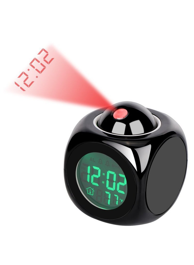 Generic - Digital Projection Clock Silent LED Alarm Clock Ceiling Projection Clock Voice Control Display Time Temperature Snooze Alarm - Image 1