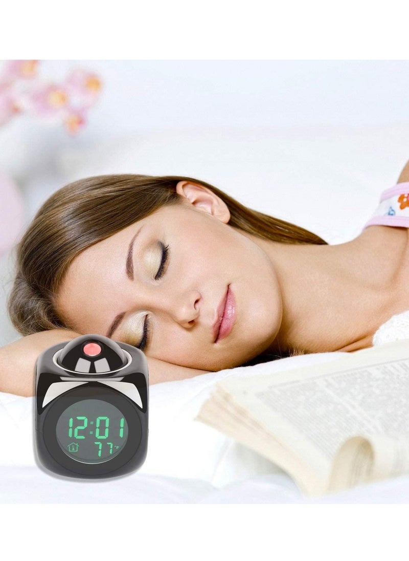 Generic - Digital Projection Clock Silent LED Alarm Clock Ceiling Projection Clock Voice Control Display Time Temperature Snooze Alarm - Image 1