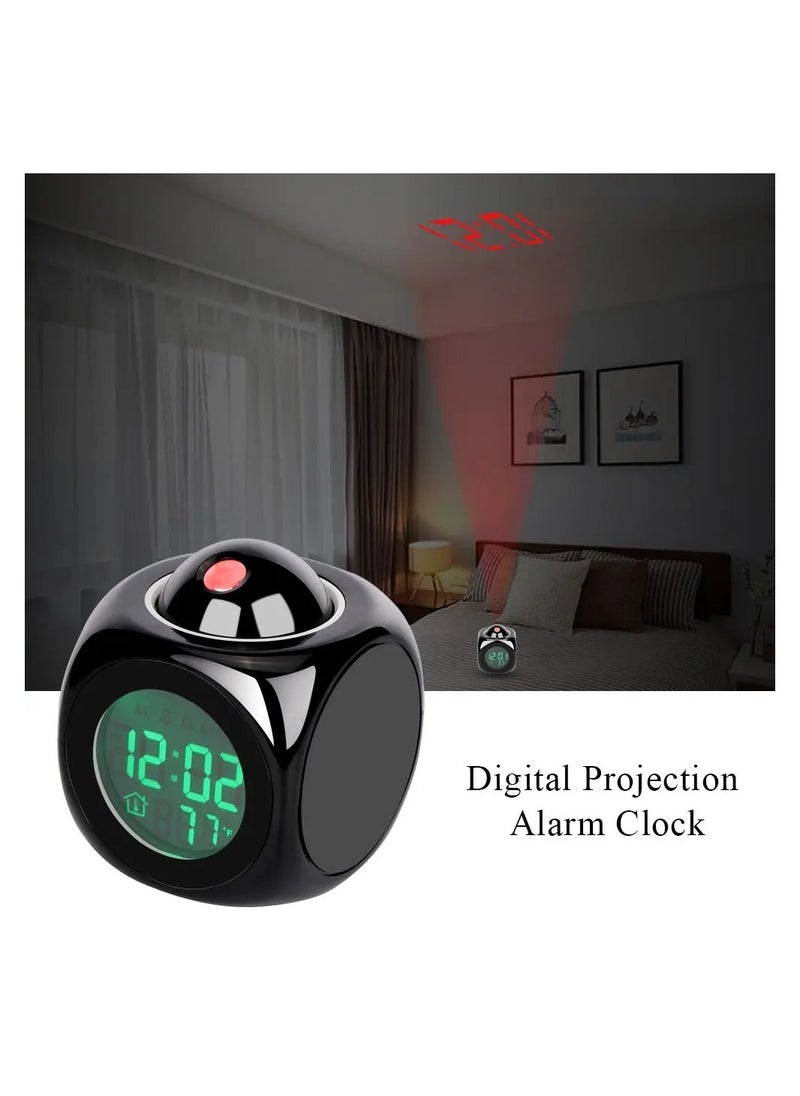 Generic - Digital Projection Clock Silent LED Alarm Clock Ceiling Projection Clock Voice Control Display Time Temperature Snooze Alarm - Image 1