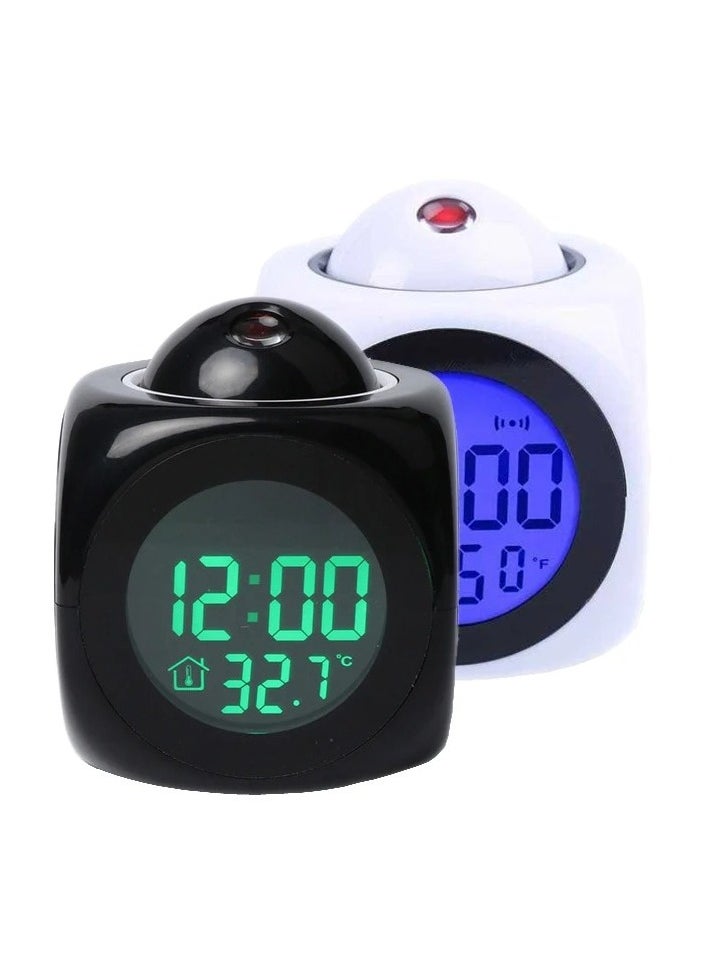 Generic - Digital Projection Clock Silent LED Alarm Clock Ceiling Projection Clock Voice Control Display Time Temperature Snooze Alarm - Image 1