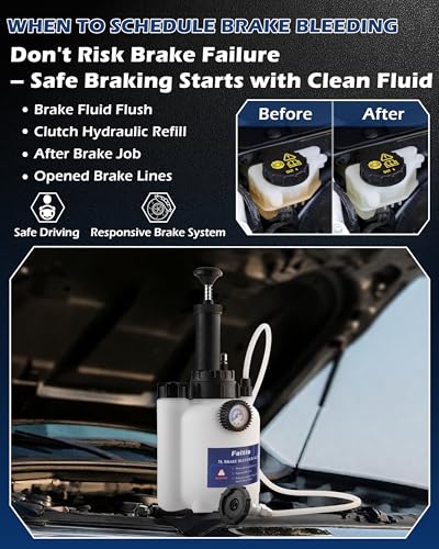 FAITIO 3L Brake Fluid Bleeder Kit w/ 1L Catch Bottle, Pressure Brake Bleeding Tool, Manual Power Bleeder Pump for Flush Brakes and Clutch System, Upgraded Adapters (43.5/45/49.5/50.7mm), White - Image 5