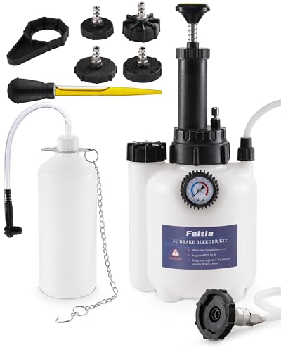 FAITIO 3L Brake Fluid Bleeder Kit w/ 1L Catch Bottle, Pressure Brake Bleeding Tool, Manual Power Bleeder Pump for Flush Brakes and Clutch System, Upgraded Adapters (43.5/45/49.5/50.7mm), White - Image 1