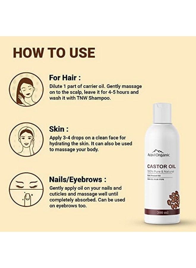 Aravi Organic - Cold Pressed Castor Carrier Oil 200Ml Onion Hair Shampoo 200Ml & Rosemary Essential Oil 15Ml Combo (Pack Of 3) - Image 1