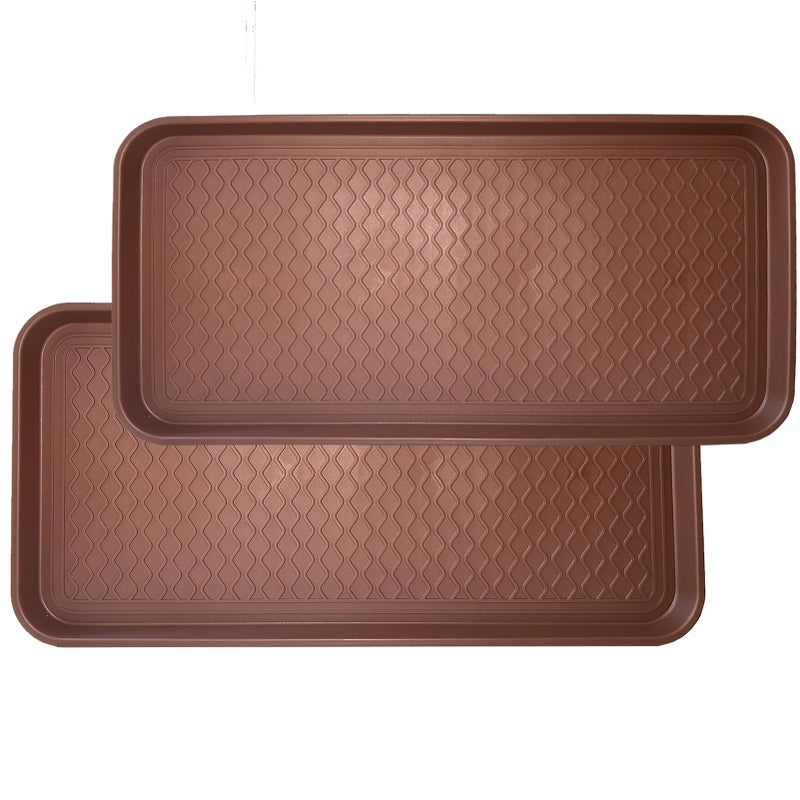 FDGARDEN Large Multifunctional Boot Tray 2 Pack Boot Mat Washable Indoor or Outdoor Tray Mat for Shoes Boots Plants Pots Paint Tins Pet Bowls Car Storage 30 x 15 x 12 Inches Brown