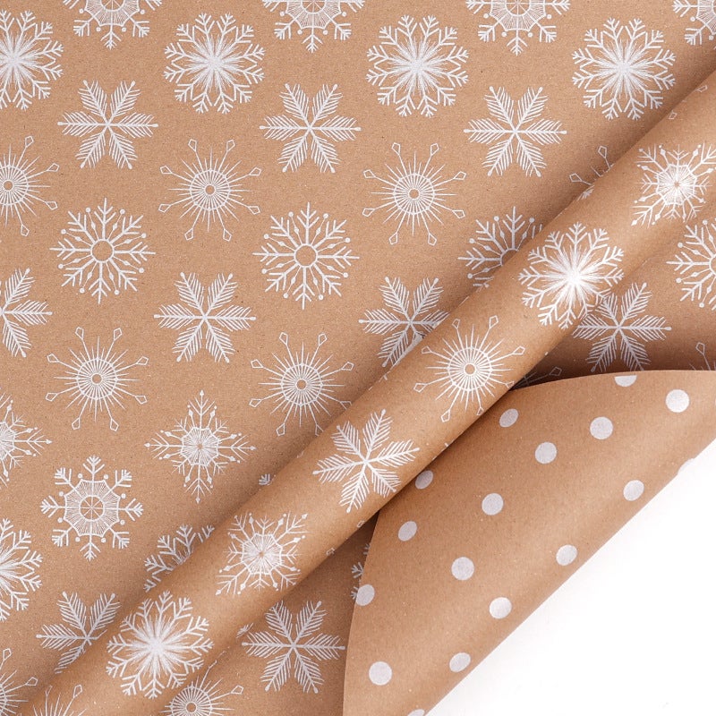 Explosion Double-Sided Printing Roll Paper Christmas Gift Wrapping Paper Retro Yellow Kraft Paper Christmas Gift Paper - Image 1