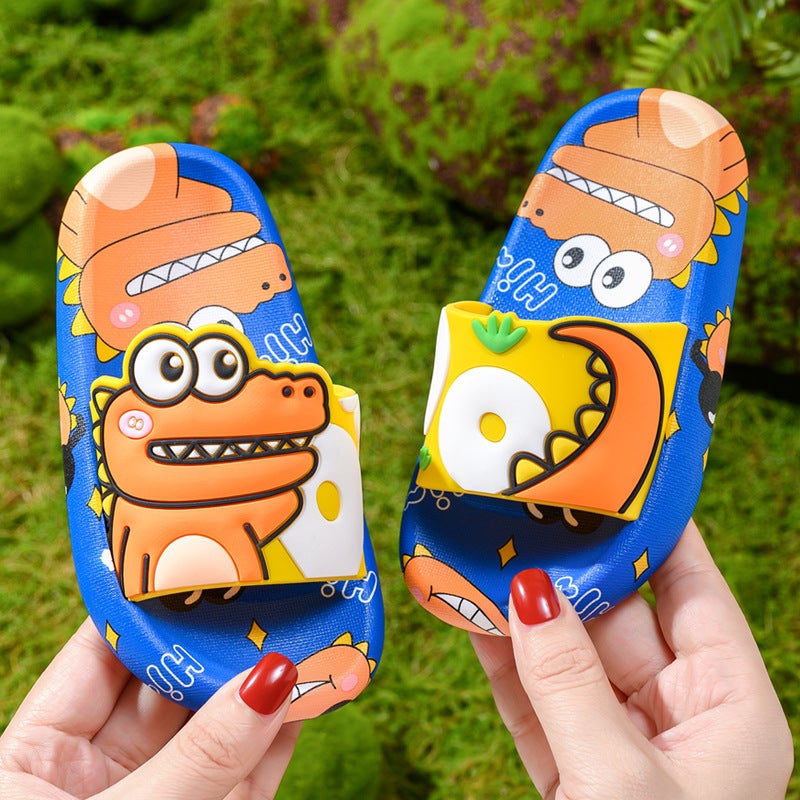 Cartoon Dino Toddler Slip-On Shoes Sapphire Blue 