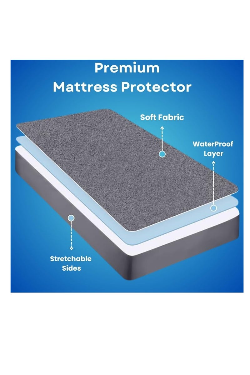 Luxury Waterproof Mattress Protector - Grey - 100 cm - Image 2
