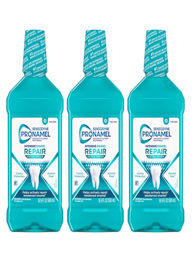 Sensodyne Pronamel Intensive Enamel Repair Alcohol-Free Mouthwash to Help Actively Repair Enamel and Protect Against Cavities, Extra Fresh, 16.9 fl oz (3 Pack) - Image 1