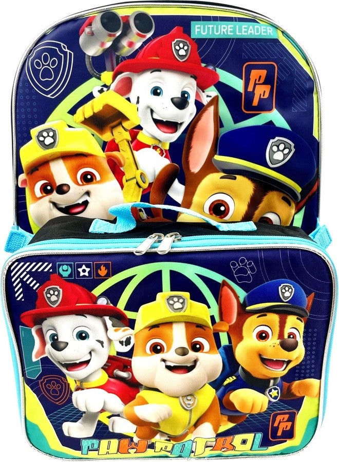 Ruz Paw Patrol Boy's 16 Inch Backpack With Removable Matching Lunch Box Set (Black-Blue) - Image 1
