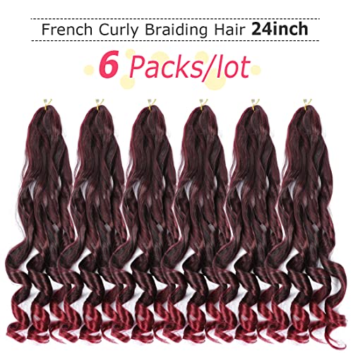 WIPPORYA 6 Packs French Curls PreStretched Braiding Hair 24 Inch Loose Wave Bouncy With Curly Ends 100gPack Yaki Curly Hair Extensions for Black Women Tbug - Image 3