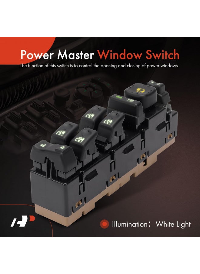 A-Premium A-Premium Driver Side Power Master Window Switch with Mirror Control - Compatible with Chevy, GMC, Cadillac, Hummer - Avalanche Silverado Suburban Tahoe Sierra Yukon Escalade H2 - Replace# 15883319  - Image 2